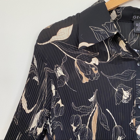 NWT George Pleated Oriental Floral Button Up Large - Picture 4 of 8